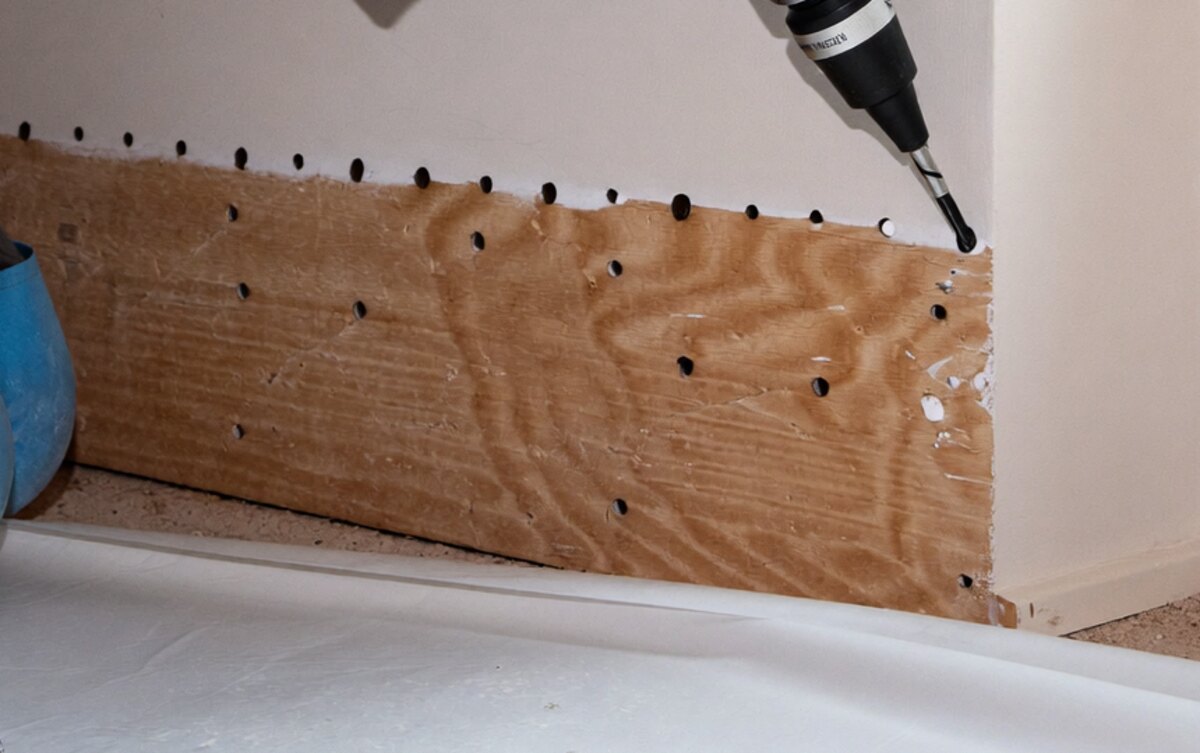 Injection de résine à la base d'un mur intérieur